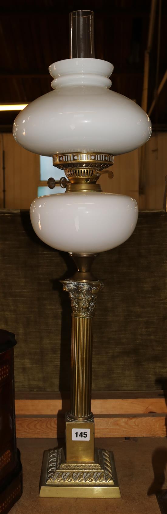 Victorian brass corinthian column table lamp